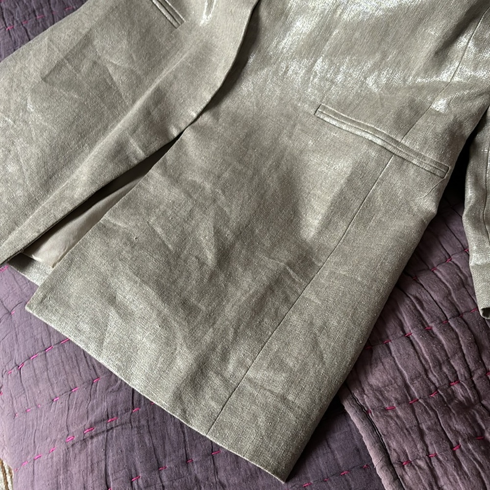 🤍🩶ZARA Silver Linen Blazer - Picture 4 of 13